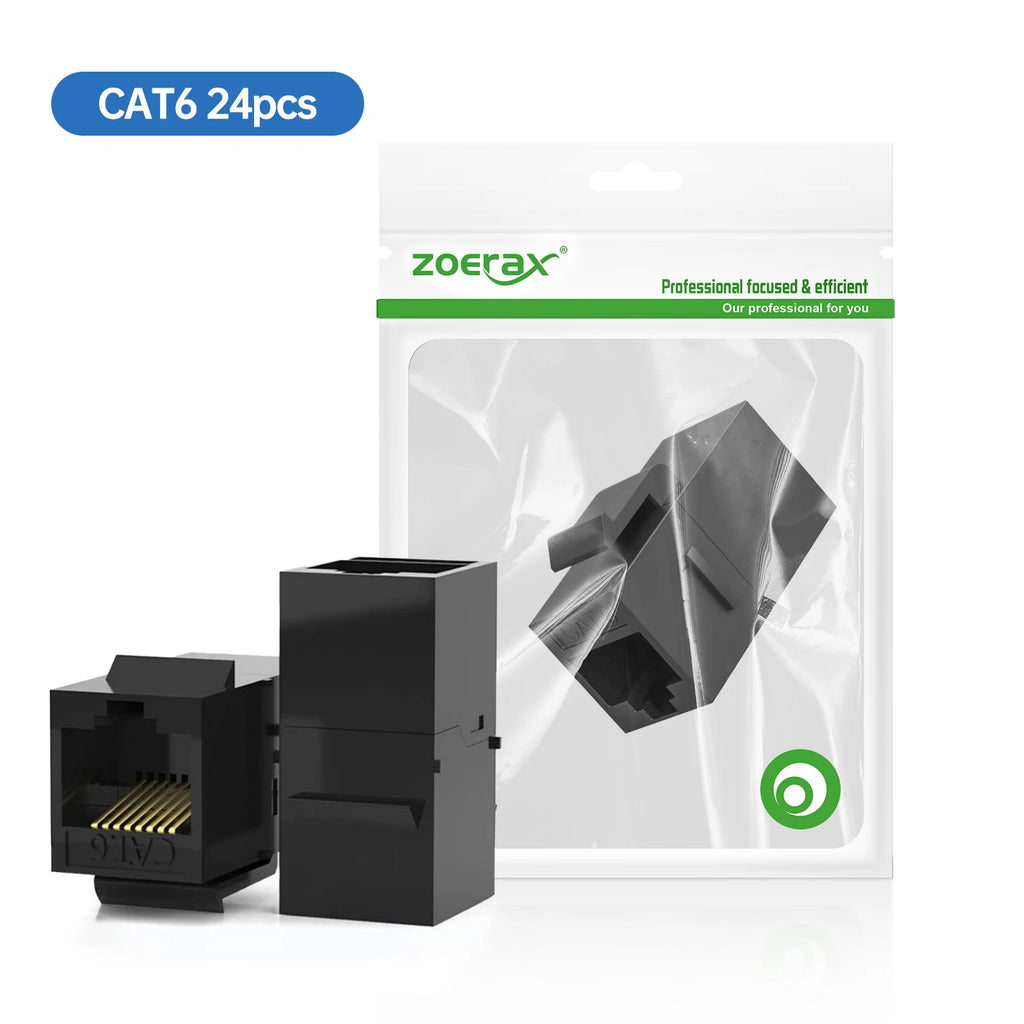 ZoeRax 24PCS Keystone Jack Rj45 Coupler Inline Coupler for Cat7/CAT6A/CAT6/CAT5E Female to Female Insert Coupler