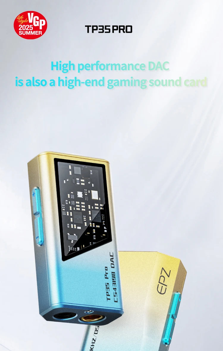 EPZ TP35 Pro Dongle Type C USB DAC Audio HiFi Decoder Portable Audio Headphone Amplifier CS43198X2 Decoder Support EQ Mic Call