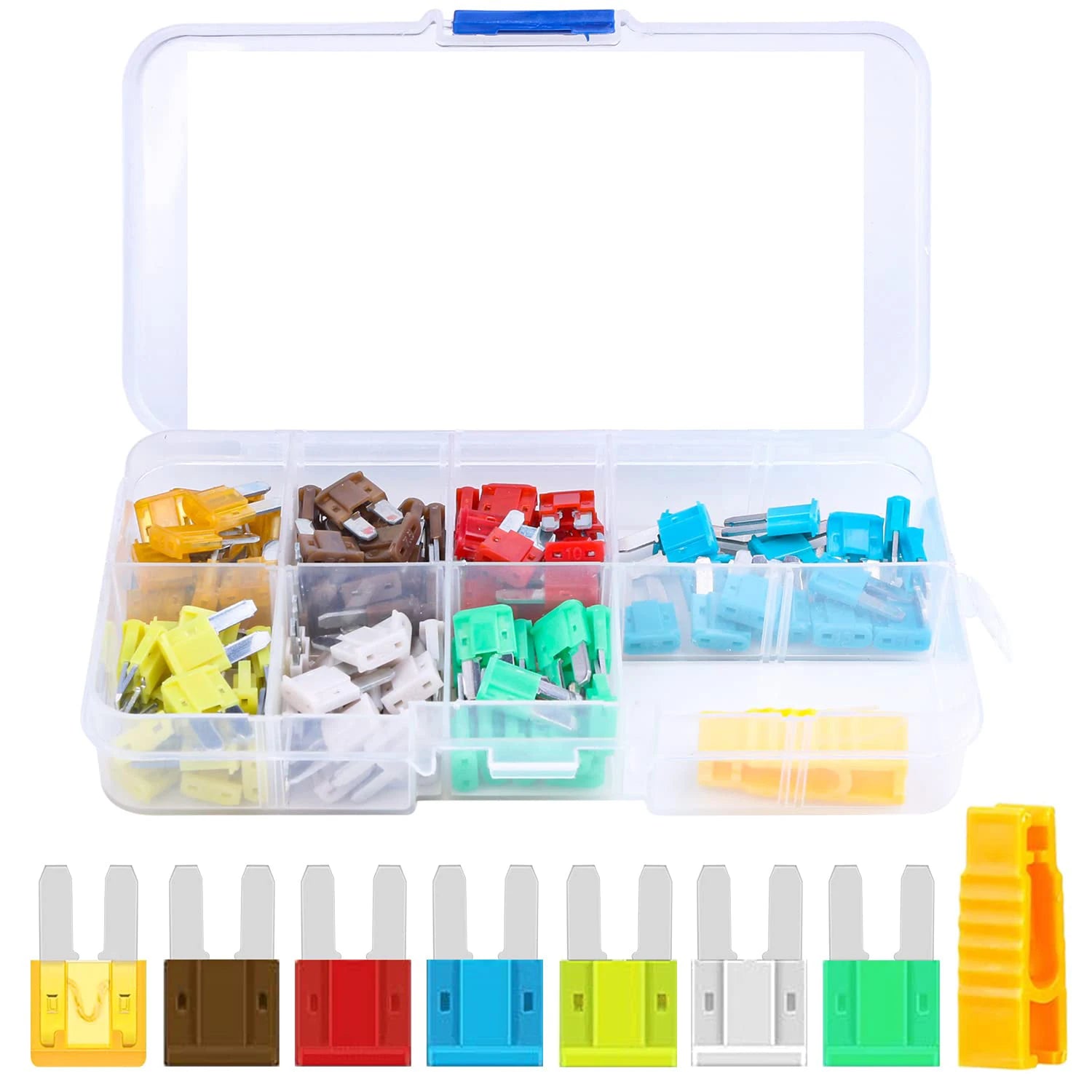 105 Pcs Micro2 Fuses  ATR APT Blade Fuse (5A 7.5A 10A 15A 20A 25A 30Amp)  with Fuse Puller, Fuses for Car, Boat, RV, Truck, SUV