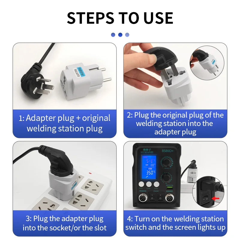 LUXIANZI 8589D+ 2 IN 1 Hot Air Gun Soldering Station With LED Digital Display For BGA PCB IC Repair Tool SMD Rework Station
