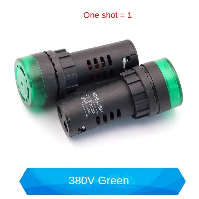 1PCS 12mm AD16-22SM 12V 24V 36V 48/110/220V Flash Signal Light Red LED Active Buzzer Beep Alarm Indicator Red Green Yellow Black