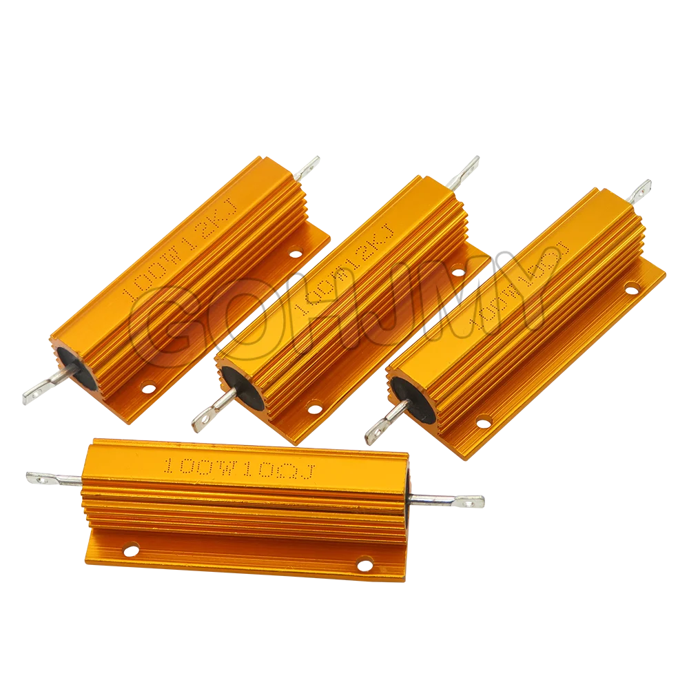100W RX24 0.01 ~ 100K Aluminum Power Metal Shell Case Wirewound Resistor 0.1 0.5 1 1.5 2 6 8 10 20 100 150 200R 300R 1K 10K ohm