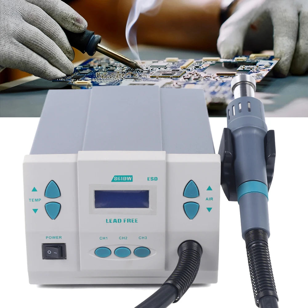 1000W Soldering Hot Air Heat Gun Hot Digital Display Air Rework Station Digital Display Quick Station 861DW Ac 110V