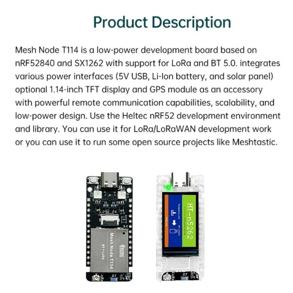 NRF52840 SX1262 LoRa Module T114 Node Dual Core Chip 433 928MHz Frequency Band Meshtastic Compatible for Long Range Communicatio