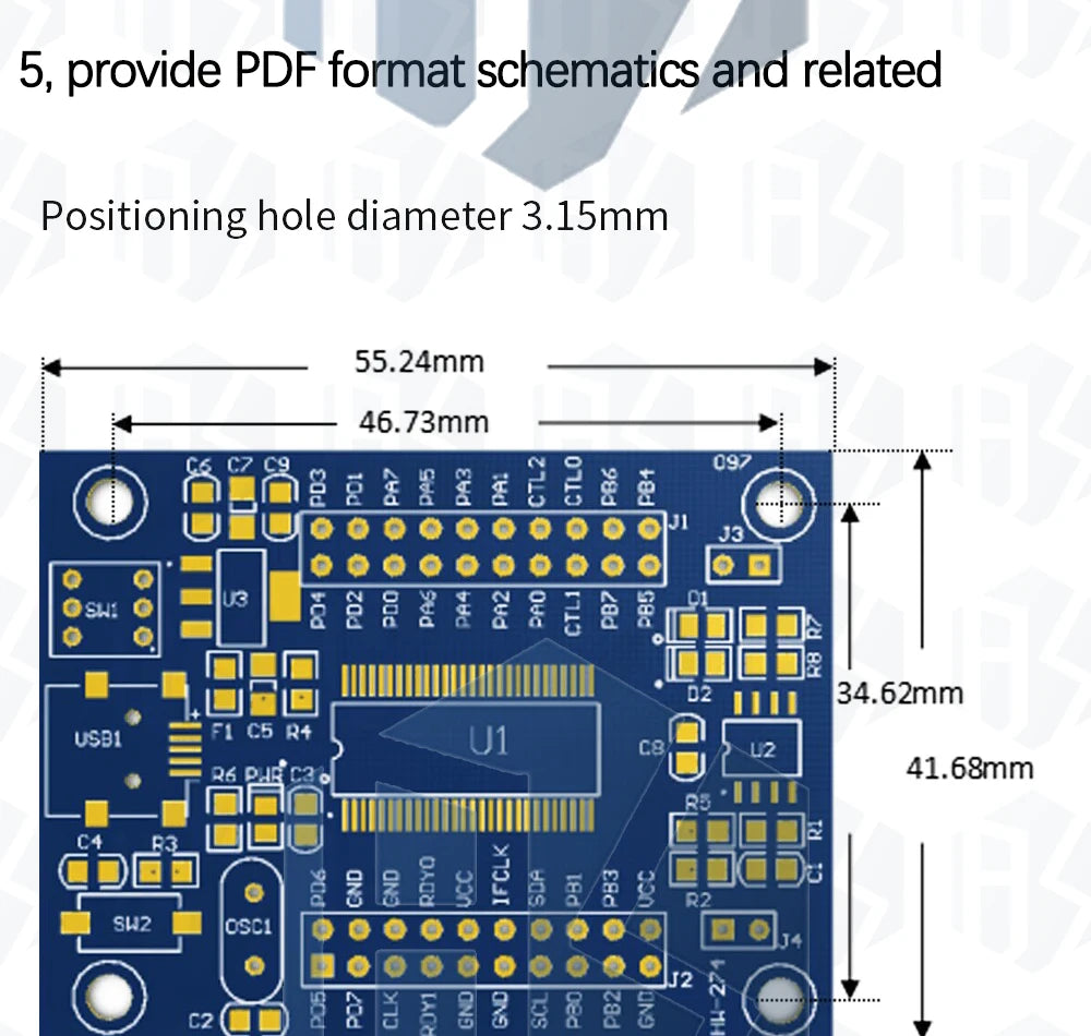 1~5PCS EZ-USB FX2LP CY7C68013A USB Core Board Development Board USB Logic Analyzer With I2C Serial SPI Interface Module Mini USB