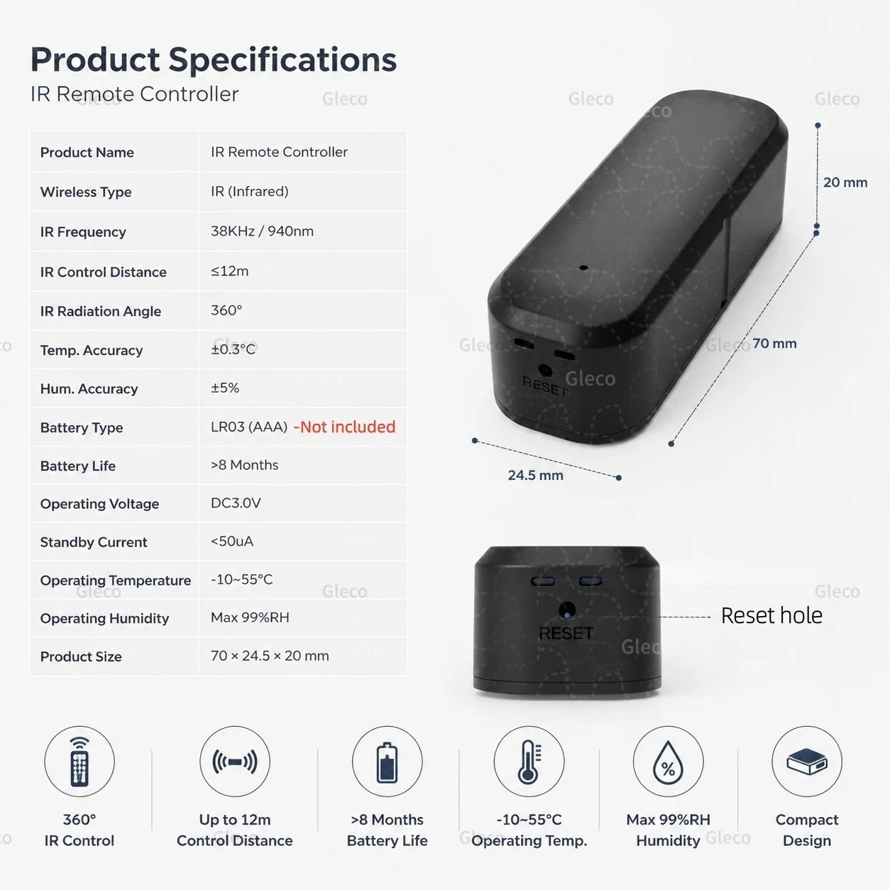 Zigbee IR Remote Control Wireless Universal Infrared Blaster Temperature Humidity Sensor Zigbee2mqtt TUYA Smart Life Automation