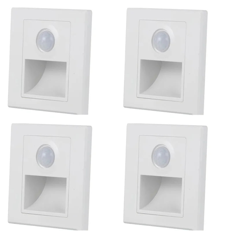 PIR Motion Detector Light Sensor LED Lights AC 110V-220V Recessed Staircase Bedroom Wall Lamp LED Night Light