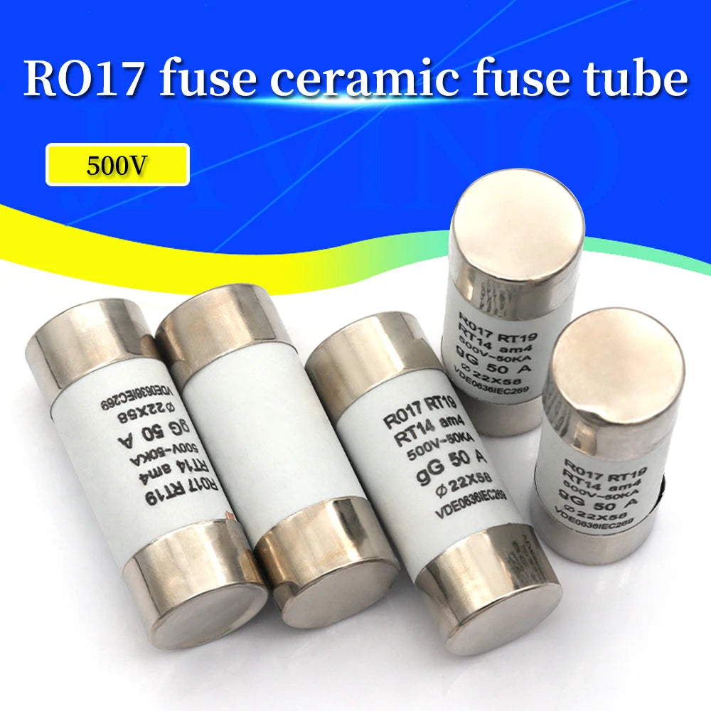 Stlxy 5/10/20Pcs 22*58mm(RO17) Fast blow Ceramic Fuse 500V RO17-40A 50A 63A 80A 100A 125A RT18 RT14 Base
