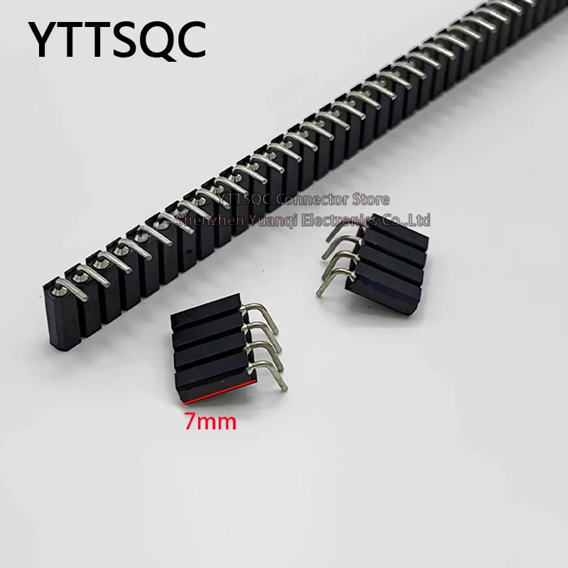 1P-40P 2.54mm PH7 Round Hole Right Angle Single Row 0.1" Breakable Stackable PCB IC Crystal Transistor Female Tin Header Socket
