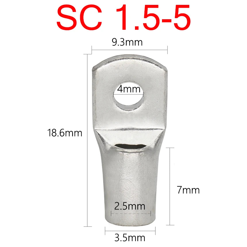 SC 1.5-120mm2 SC1.5/2.5/4/6/10/16/25/35/50/70/95/120 Copper Battery Bolt Screw Hole Ring Connector Wire Cable Lug Crimp Terminal