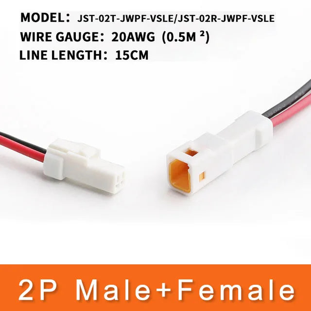 5/20/100 Sets Waterproof Automobile JST Connector 2P/3P/4P/6P/8P Plug Socket With 20awg/0.5m ² Cable Wire Harness 02t/02r/03t