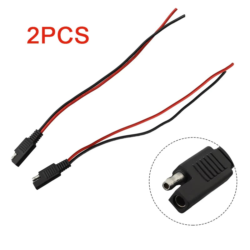 2Pcs SAE Single-ended Cable Power Extension Connector Plug Cable Solar Panel Battery Adapter Quick Connect