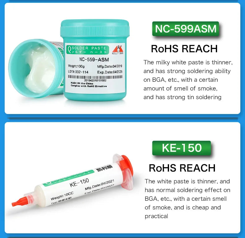 Flux 100% Original KELLYSHUN PCB Soldering Flux 10ml Needle Tube Welding Flux No-Clean Soldering Paste NC 559 558 652 Solder