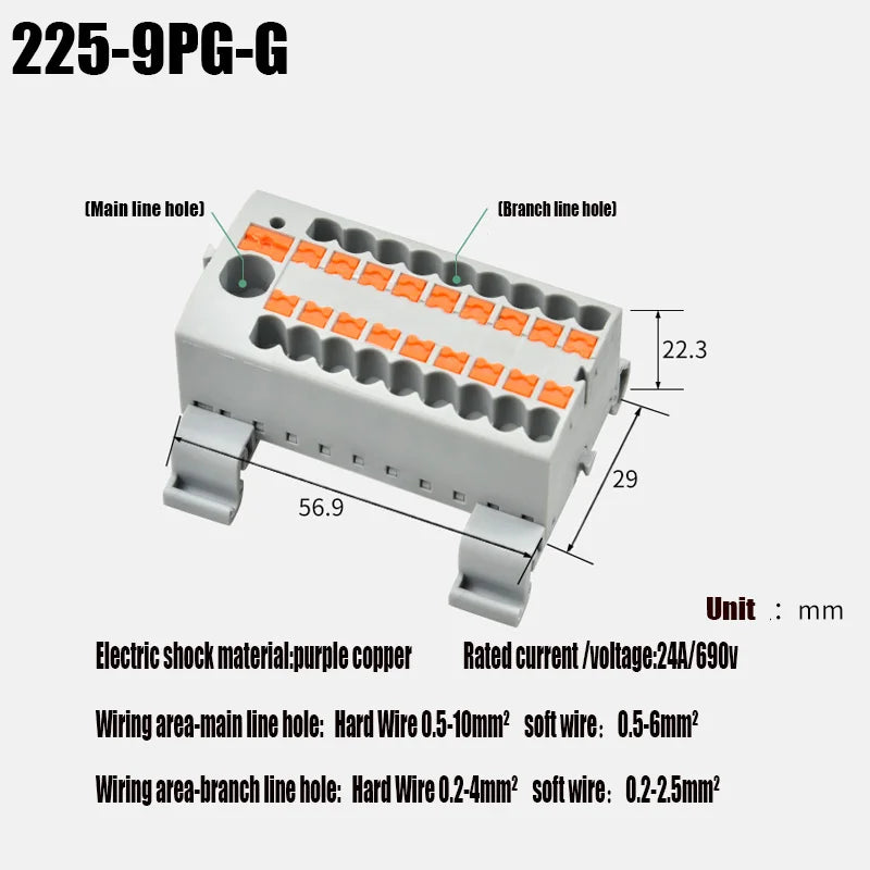 Fixed Modular Wire Connectors Compact Splicing Lighting Push-in Multi Link Terminal Block 1 in Multiple Out 225 Series 1
