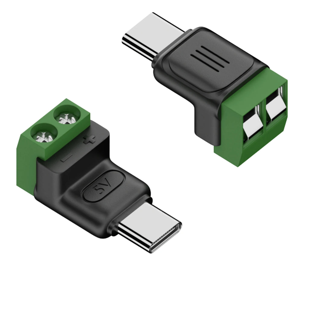 Type C Male Female Micro USB5V/9V/12V To 2Pin No Solder Green Terminal Adapter Quick Connection Head for Charging Phones Tablets
