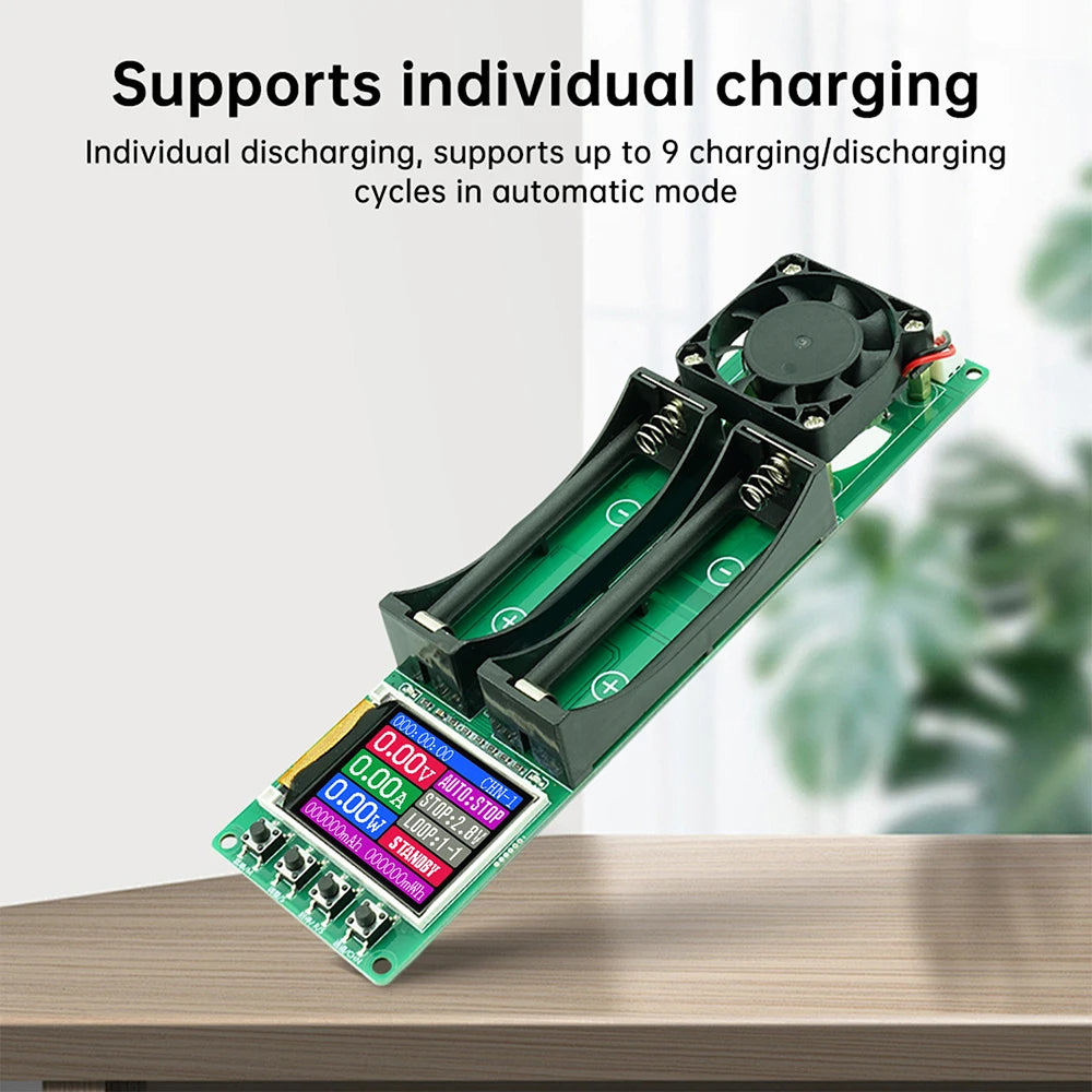 New 2-Channel Internal Resistance Tester 18650 Lithium Battery Auto Charge/Discharge Detector Module DC5V Type-C Interface
