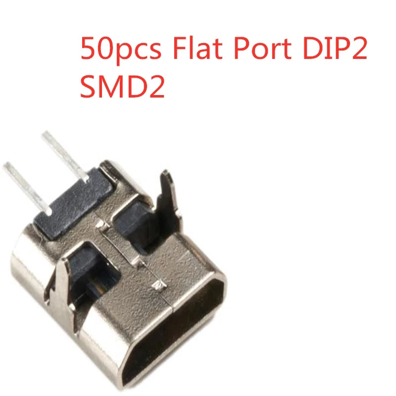 10-100pcs Micro USB Connector 2pin DIP2 SMD2 180 Degree Rotating Vertical B-Type Female Socket Charging Curl and Flat Port Dock