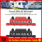 Power Distribution Block M8 Screw 4 Terminal Bus  DC 48V 250A for Automobile Boat Power Distribution Block Bus  250A