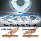 12V 24V Touch Dimmer COB LED Strip Light Hand Sweep Induction Switch US EU Power Kit Flex 320LEDs Tape Bedroom Kitchen Lighting