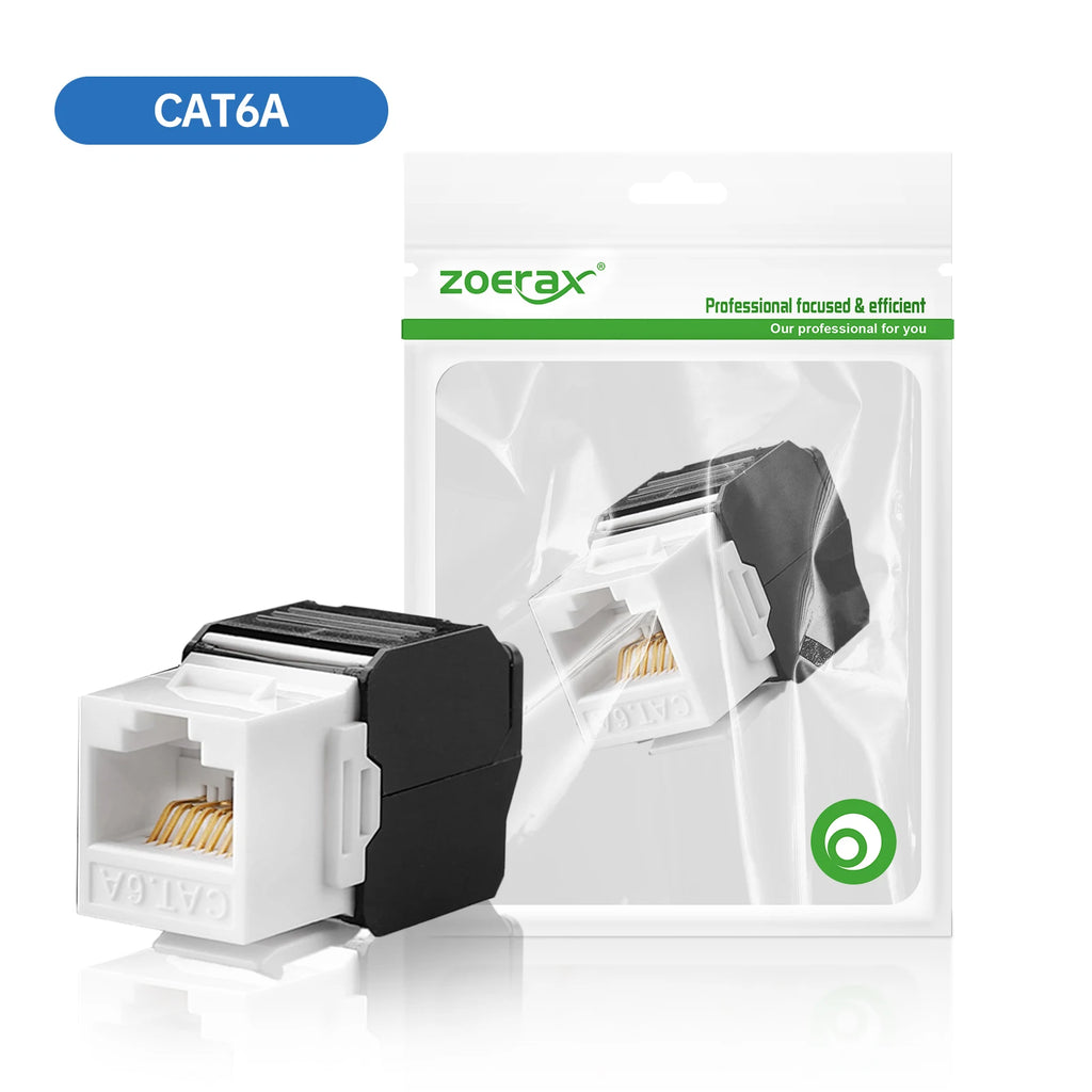ZoeRax RJ45 Cat8 Cat7 Cat6A Shielded Keystone Jacks, RJ45 STP Tool-Less Type Zinc Alloy Module Shielded Keystone Jack Adapter