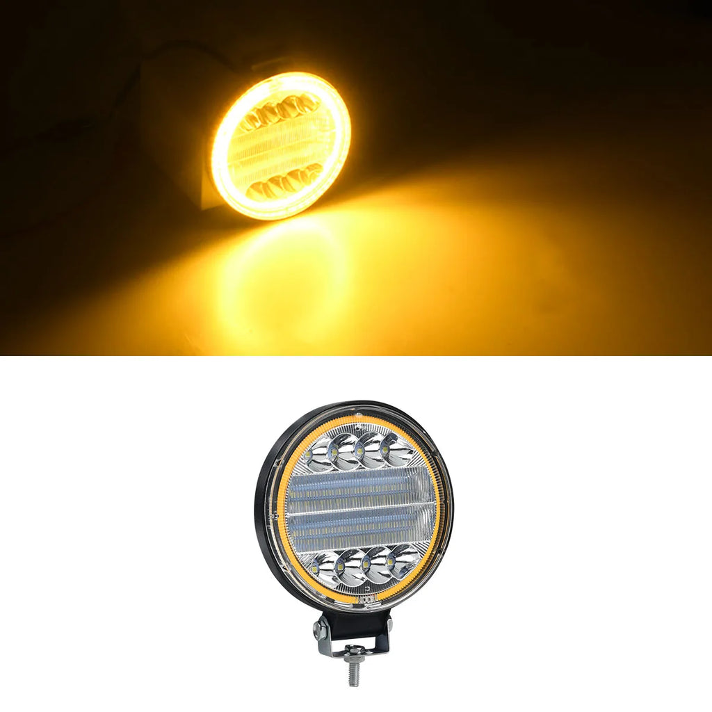4-Inch LED Round Spot Work Light Combo Flood Driving Amber Fog Lamp For Truck SUV 4WD 4x4 LED Bar Offroad ATV Jeep Tractor