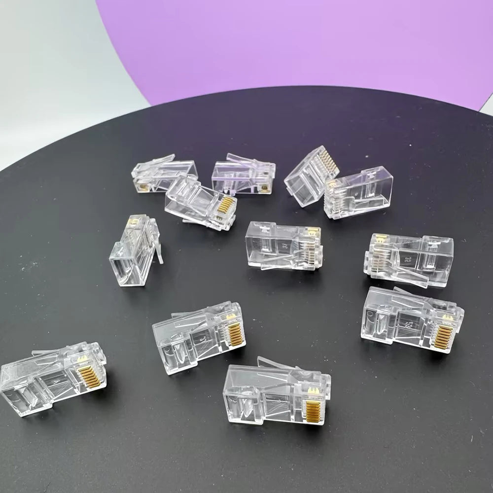 50pcs RJ45 Cat6/Cat5e Connectors Crystal End 8P8C Crimp UTP Standard Ethernet Network Modular Plug No Pass Through