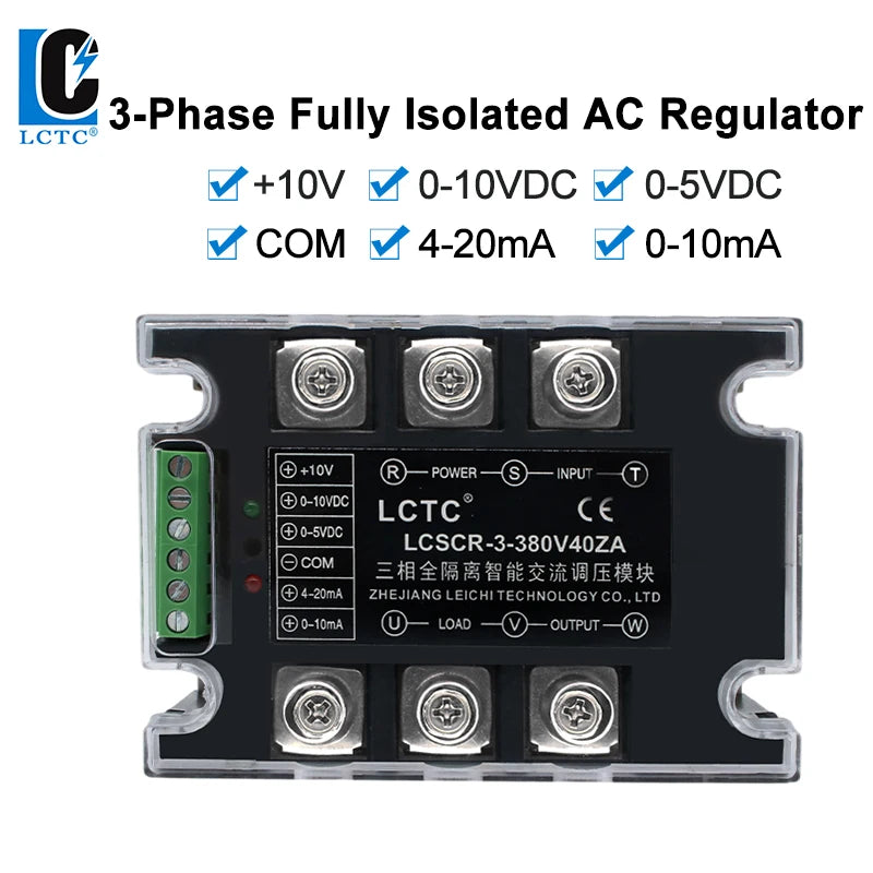 LCTC Voltage Regulator Module 380V Three Phase Solid State Relay 25A 40A 60A 100A 150A 200A SSR Fully Isolated Intelligent AC