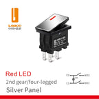 LANBOO 14mm*9mm Series 7Amp High Current Rocker Switch ON-OFF-ON 2/3Position 4/6Pin KCD1  With Red/Green Light  12V24V220V
