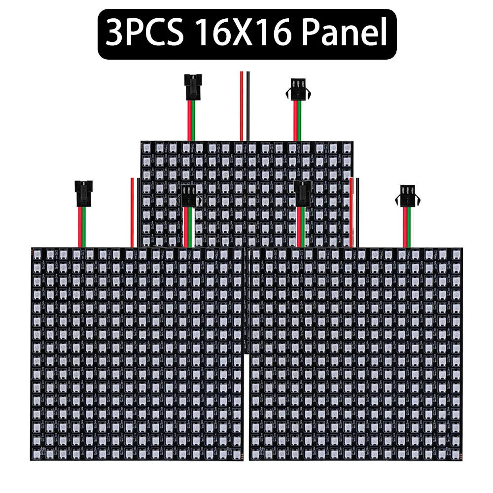 1~3PCS WS2812B RGB LED Flexible 8x8 16x16 8x32 Pixel Panel Strip Matrix Screen WS2812 Module Individually Addressable IC DC5V