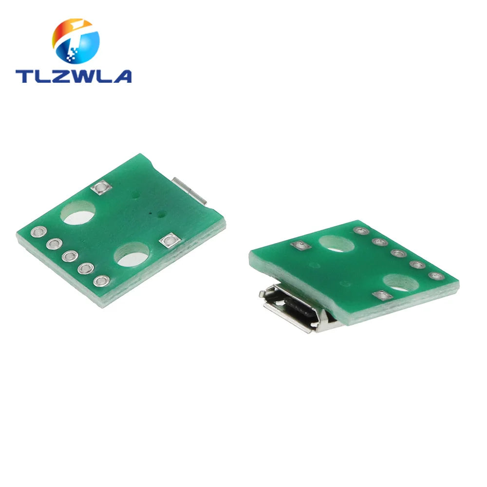 10PCS MICRO USB To DIP Adapter 5pin Female Connector B Type PCB Converter Breadboard Switch Board SMT Mother Seat