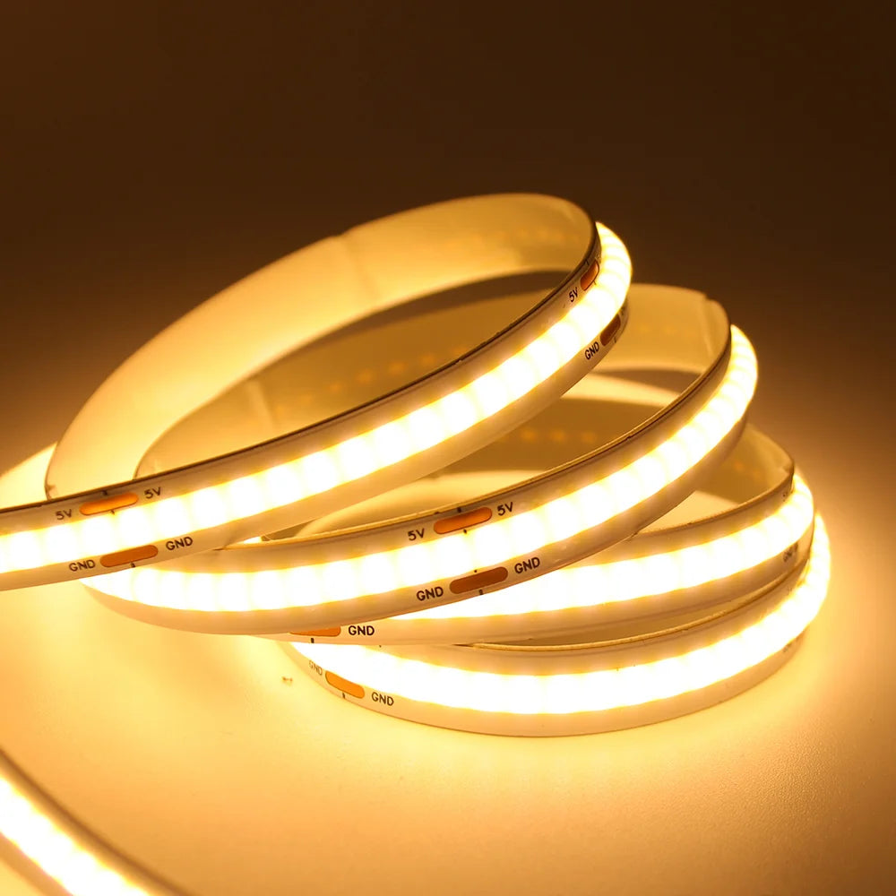 New 5V USB COB Strip Light 320Leds/m Warm Natural White Cabinet Lamp Night Lighting Flexible LED Ribbon Stripe DC5V TV Backlight