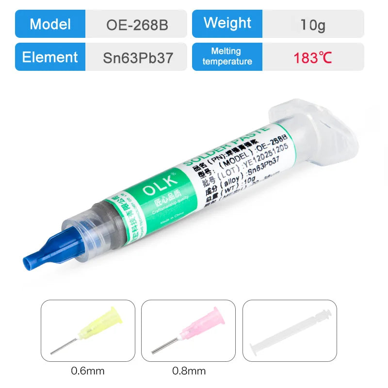OLK Sn63Pb37 Solder Paste, Flux,Sn99.3cu0.7 Lead-Free Solder Paste Free Cleaning Is Widely Used In All Kinds Of Soldering