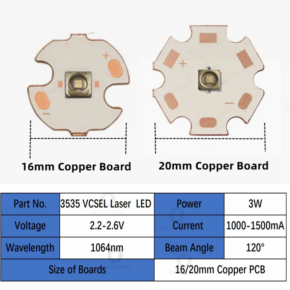 1-5PCS 3535 IR Laser Infrared Vcsel Lamp Beads 3W 808nmnm 850nm 940nm 980nm 1064nm LED Diodes Sensing Monitoring Night Vision