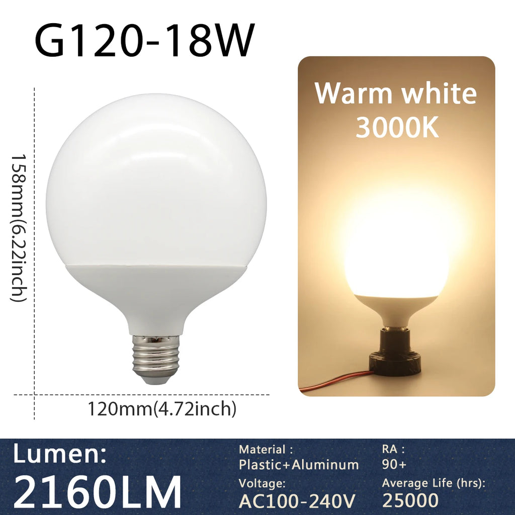 1-5 Pack G80 G95 G125 Globe LED Light Bulbs 10W 12W 18W 40 Watt Equivalent LED Edison Bulbs, Warm White 3000K E27 Base, Milky