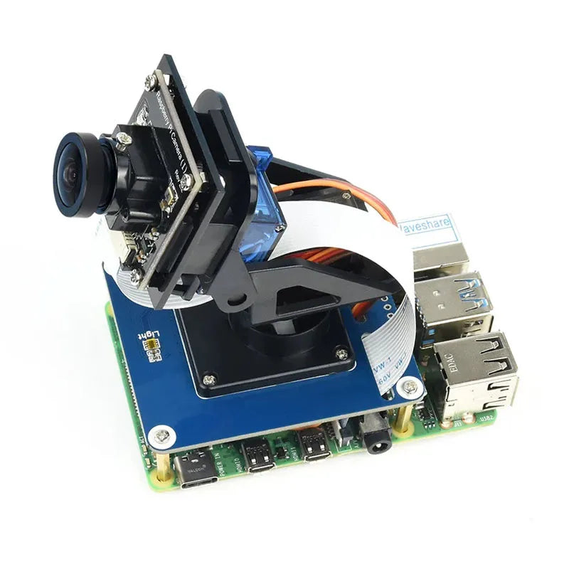 Raspberry Pi 4B 2-DOF Servo Pan-Tilt HAT with PCA9685 PWM & TSL2581 Ambient Light Sensor - for Robotics/Camera Projects
