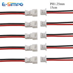 Micro 1.25 2Pin Wire Connectors Plug Jack Mini  PH1.25mm 2P Male Female Socket Battery Charging Cable Terminal Length 15CM