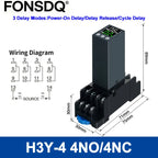 Dual Digital Timer Relay H3Y Cycle Time Control Power On Delay Timer DC12V DC24V AC220V 8Pin 14Pin with Socket Base