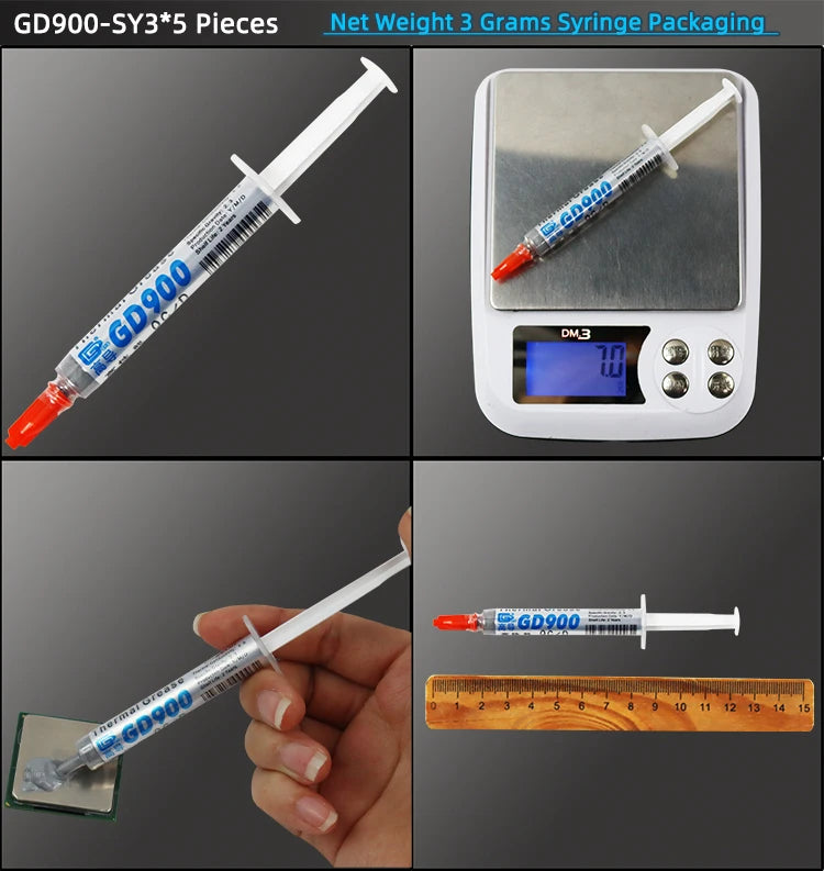 Net Weight 1/3/7/15/30 Grams Gray GD900 Thermal Conductive Grease Paste Plaster Heat Sink Commpound for CPU LED SSY BAS BR BX CB
