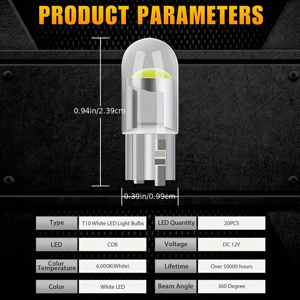 20X LED Bulbs White, Super Bright 194 168 T10 W5W 2825 LED Light Bulbs 6000K 3030 Chips LED Replacement Bulbs for interior Light