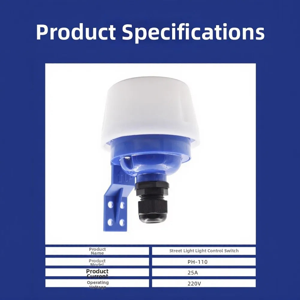 1pc 220-240V 10A Light Control Photo Detector Auto Photocell Switch For Street Lamps Accessories Easy Installation