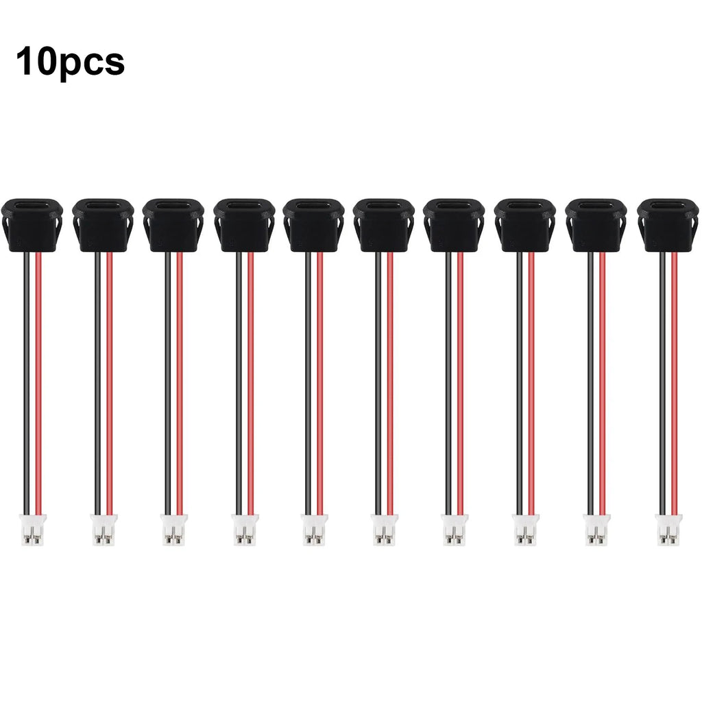 10pcs Type-C Female Chassis Connector USB C Female Chassis 2P Direct Crimp Jack Female Charging Port Waterproof Extension Power