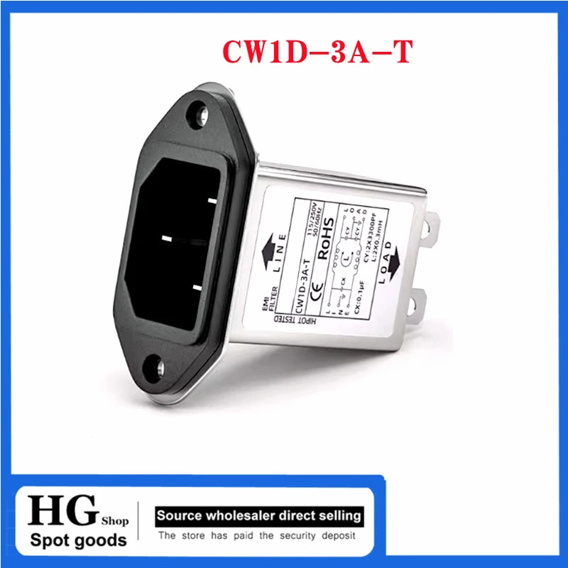 Single-phase T-socket AC 220V anti-interference EMI purifier CW1D-T 3A 6A 10A -T power supply filter  CW1D-6A-T CW1D-10A-T