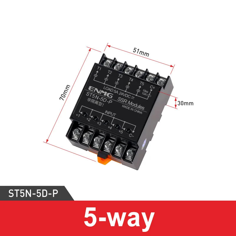 Optically Isolated Multi-Circuit Solid State Relay Module 24V DC Control DC DIN-Rail Module 220V AC PLC Output Amplifier Control