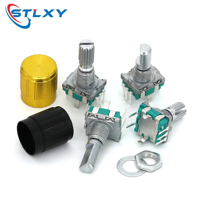 5PCS/LOT 20 Position 360 Degree Rotary Encoder EC11 w Push Button 5Pin Handle Long 15/20MM With A Built In Push Button Switch