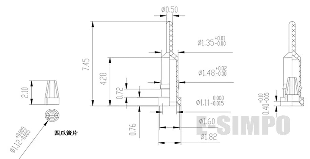 300pcs Round Female Receptacle Socket for Pin Dim0.45-0.6mm without Plastic for 2.54 Hole Pin Header
