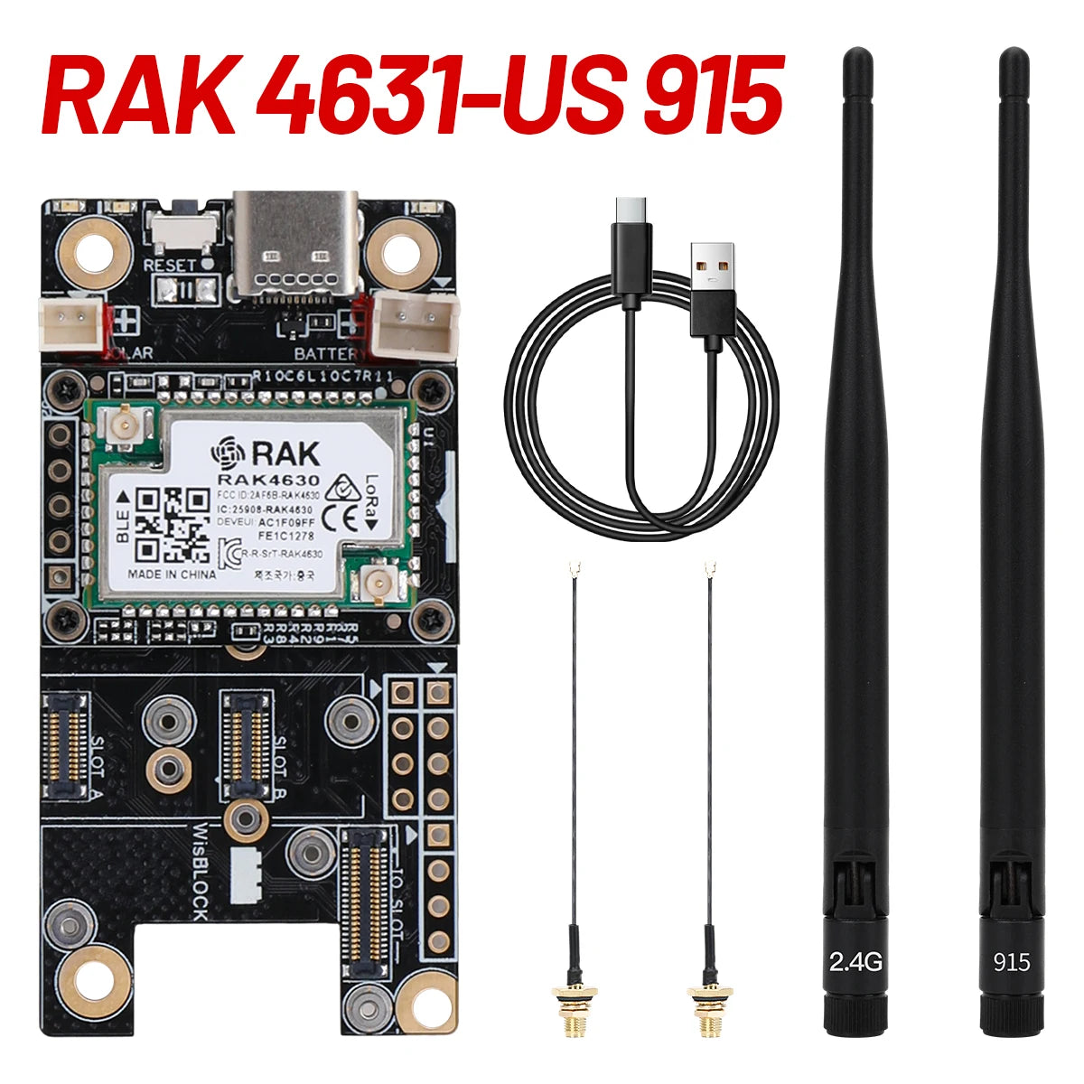 RAK4631 Meshtastic Meshcore Kit for LoRaWAN Wireless SX1262 868MHz 915MHz LoRa Module RAK19007 Base Board with Lora Antenna