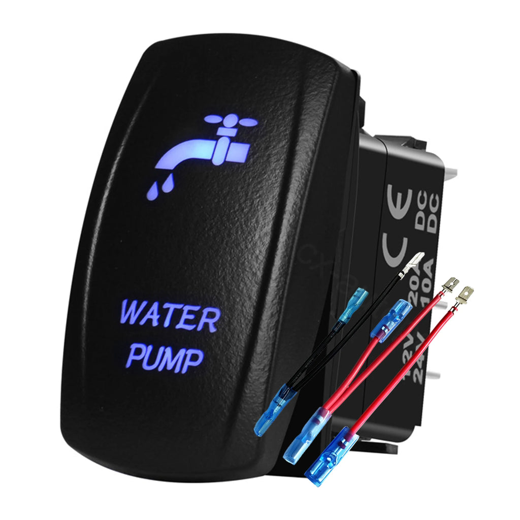 12V 24V Boat Trim Tabs Switch (ON)-OFF-(ON) Momentary Rocker Switch Waterproof Blue Light ON-OFF Toggle Switch With Harness