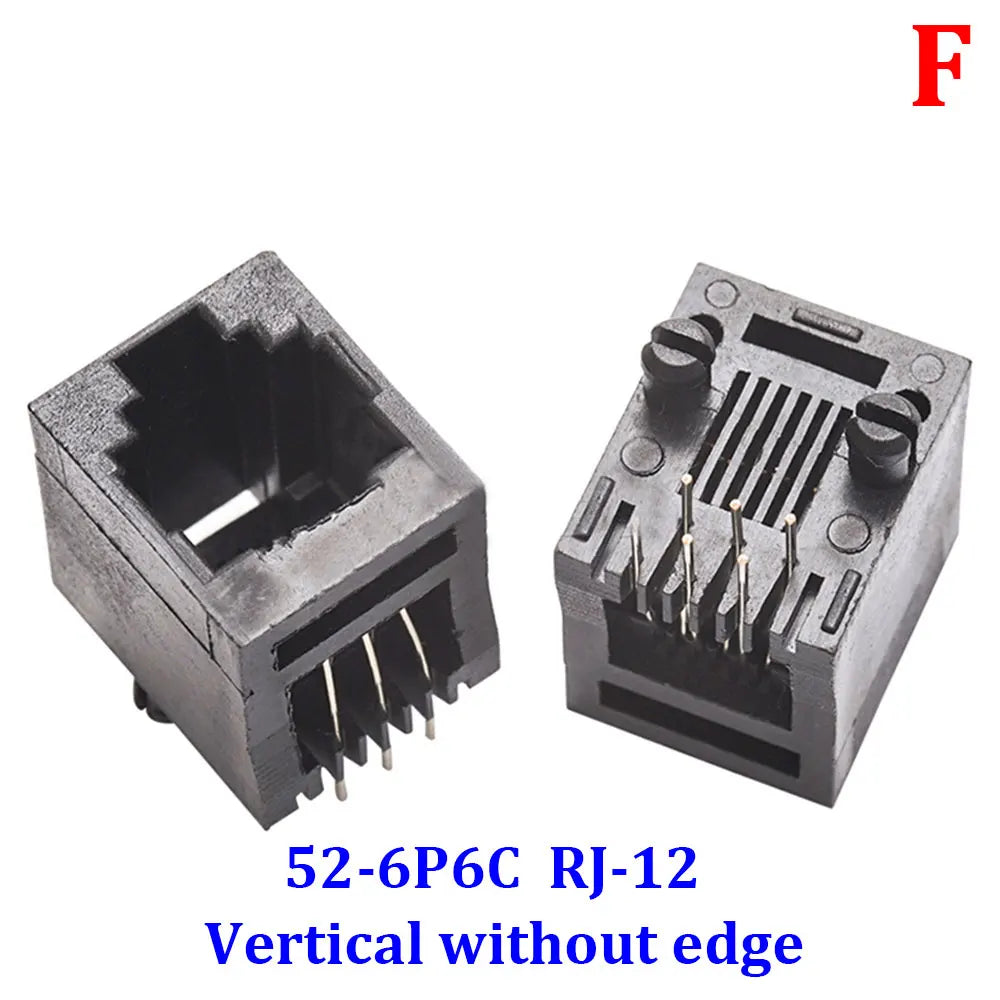 10Pcs RJ11 RJ45 Socket 52-4P4C 6P2C 6P4C 6P6C 8P8C Seat RJ12 Phone Jack Female 6Core Crystal Head 180 Degrees Vertical