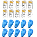 RJ45 Connector CAT6 Pass Through Connectors Crystal End Gold-Plated 8P8C UTP Protective Case Ethernet Network Modular Plug