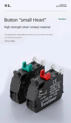 22mm Mushroom Emergency Stop Button Switch 10A XB4 Key Emergency Stop Power Push Button Switch 1NC 1NO Start Switch Red Green